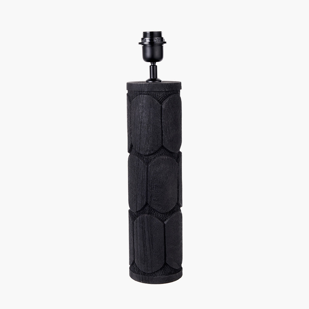Aurelia Embossed Black Wood Tall Table Lamp - Base Only